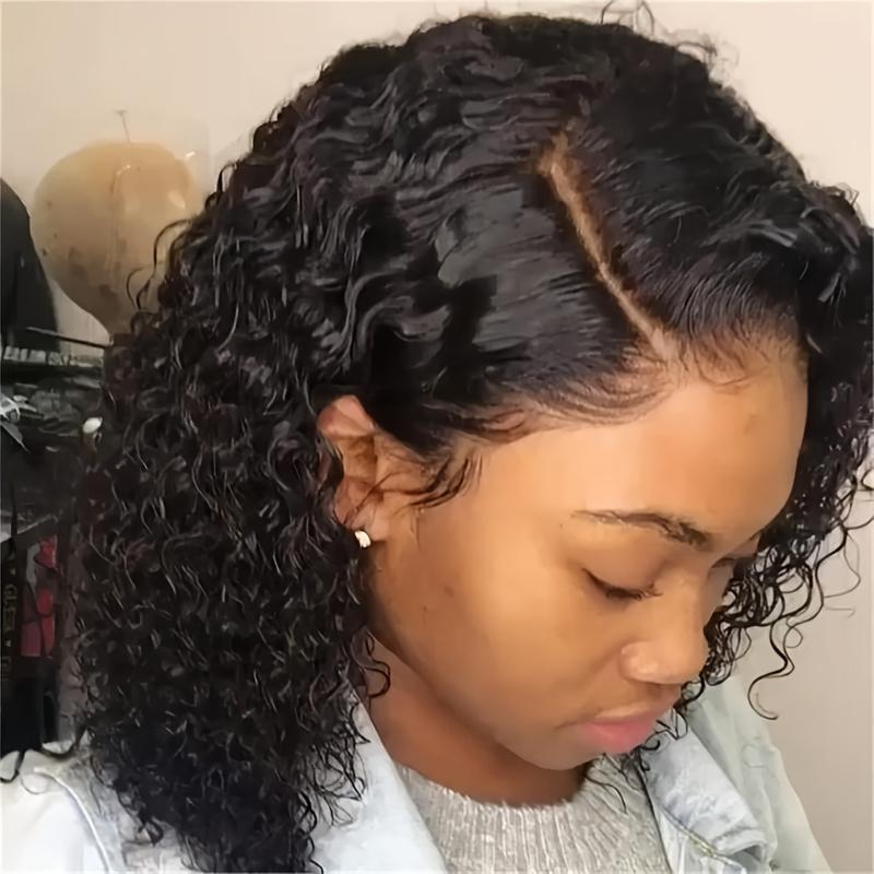 YWBL-WH 1pc Deep Wave Short Bob Wig Nylon Material – Glueless Curly Bob Machine Made Rose Net Wig Unscented – Easy Wear No Power Required, Valentine'S Day Gift 2