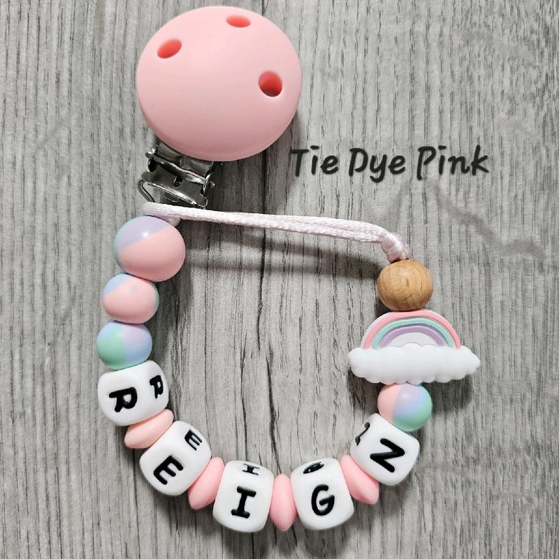 Personalised Rainbow Dummy Clip for Baby Girl 4
