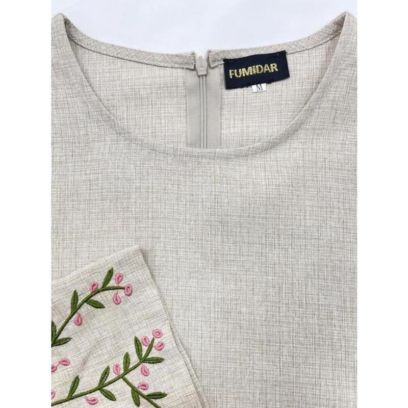【2025】Arabic Clothing-floral Embroidery Long Sleeve Belted Tunic Dress, Elegant Long Dress for Women, Women's Islamic Clothing for All Seasons, Abaya for Daily Wear 7