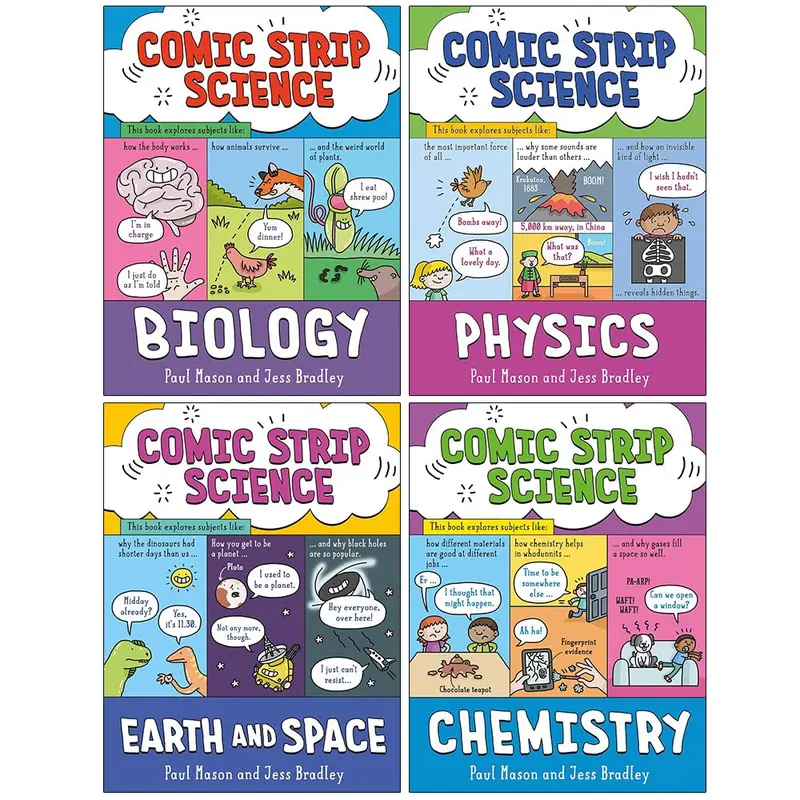 Comic Strip Science Series 4 Books Collection Set By Paul Mason (Biology, Physics, Earth and Space & Chemistry) 0