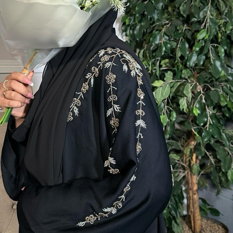 Rida Abaya with Intricate Embellishments - Essential Party Open Abaya luxury 7