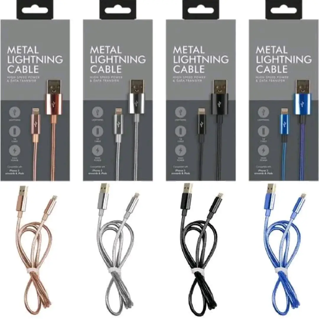 Fast Charger Metal USB cable For Apple iPhone 6 7 8 X XS XR 11 12 13 14 Pro iPad Lightning, Computer Charging Mobile Smartphone