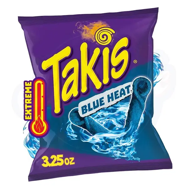 Takis Blue Heat 3.25oz/92.3g Spicy Rolled Tortilla Chips - Single Bag Crunchy Snack Crispy Bites