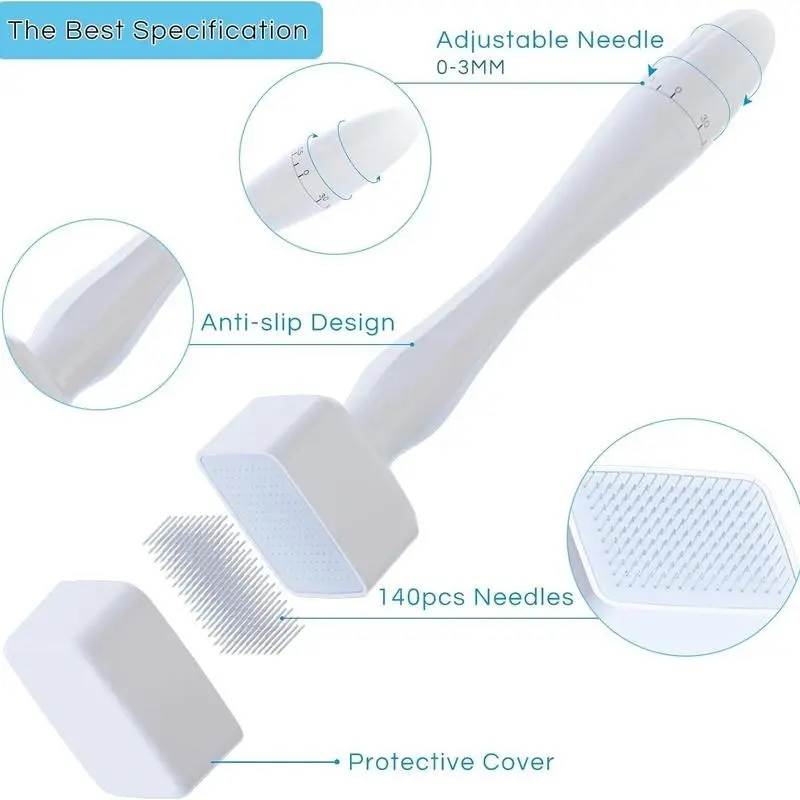 Portable Lightweight Comfort Facial Skincare Derma Roller, Summer Exfoliating Manual Skin Care Tool, Beauty Tiny Plastic Stick Stamp, Adjustable 140 Pins Titanium Stamp, Korean Skincare, Stocking Fillers Gift, Christmas Gift, Christmas Eve Box Fillers 2