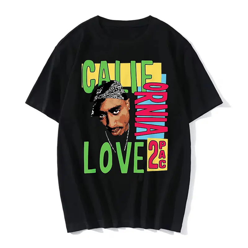 Summer Fashion T-shirt Rapper Tupac Top Hip Hop Street Wear Oversized Short Sleeve T shirt Men's And Women's Tshirts 7