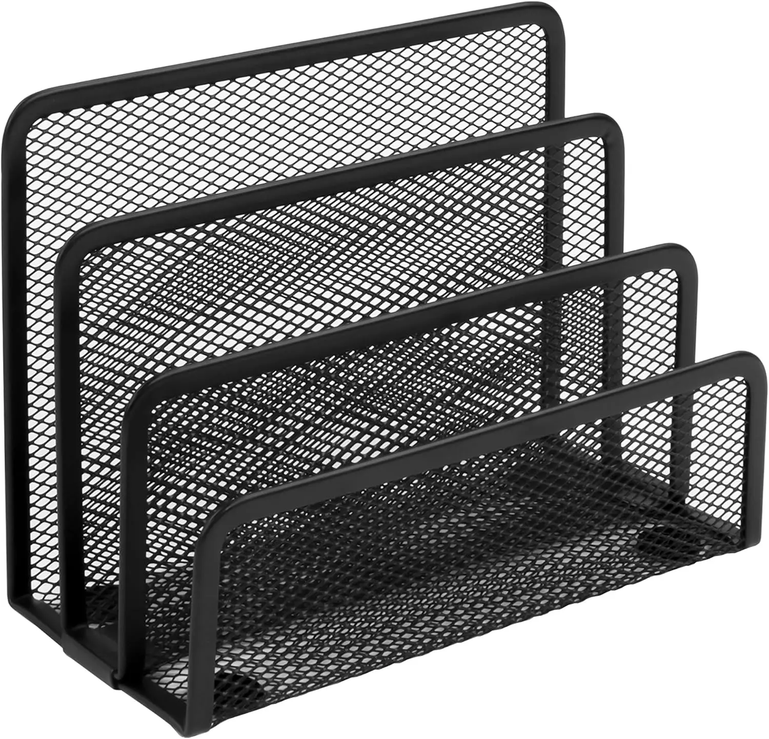(H13.4 x W17.5 x D8 cm) Black Wiremesh Letter Holder | Mail Sorter | Post Rack | Envelope Organiser