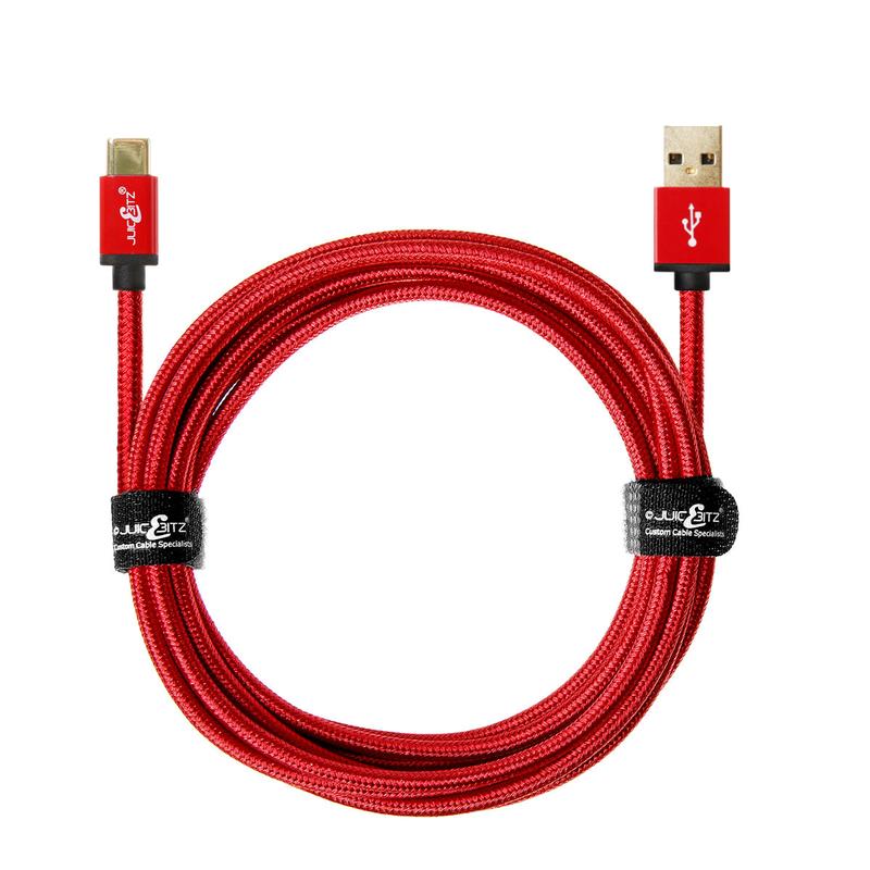 Premium Braided USB 2.0 Male to USB-C 3A Fast Charger Data Cable - Red 2