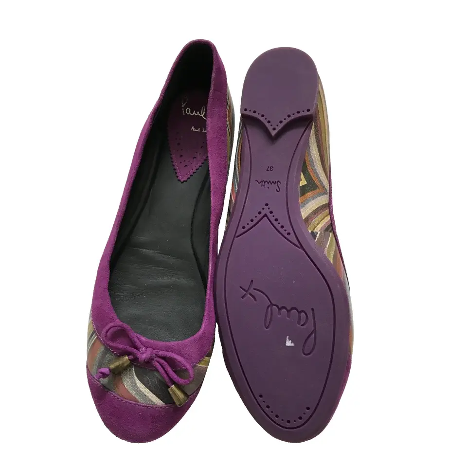 Pre Owned Paul Smith shoes RARE Swirl Leather insert Women flat Shoes Size  UK 4 EU 37