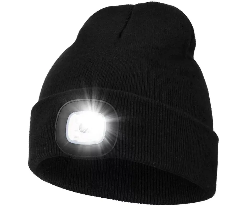 Unisex LED Beanie Hat - USB Rechargeable Lighted Winter Cap for Running, Cycling & Outdoor Sports - Black