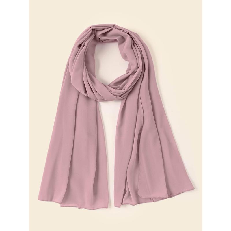 1pc Abaya Accessories Lady Beach Accessories Solid Color Chiffon Beach Shawl Sunscreen Scarf Suitable For Daily Use Headband Soft Hijab Women Veil 6