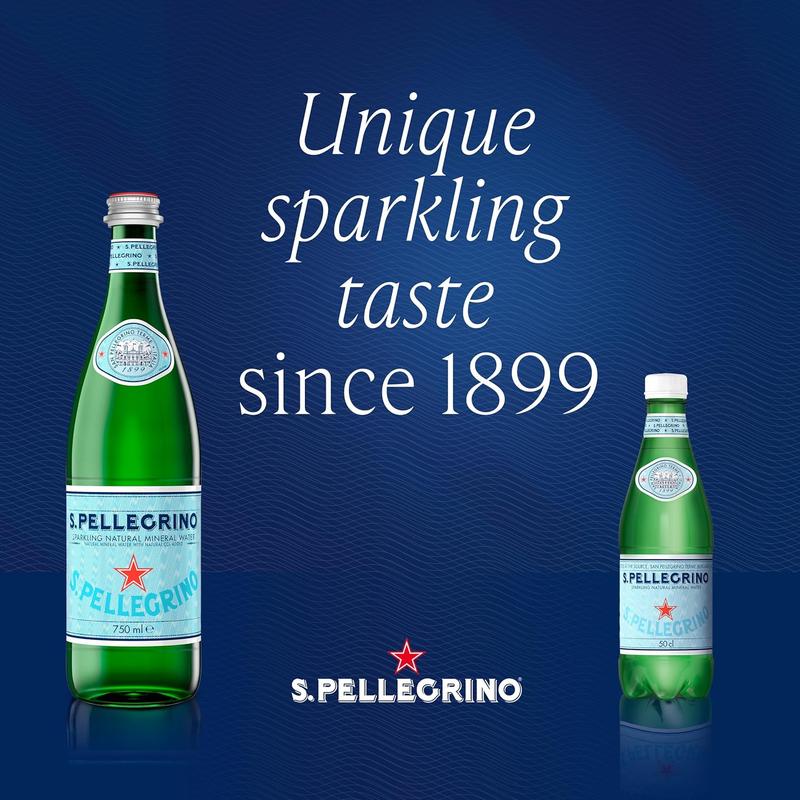 San Pellegrino Sparkling Natural Mineral Water, Refreshing Bubbles, Premium Italian Taste - 6 x 1L 1