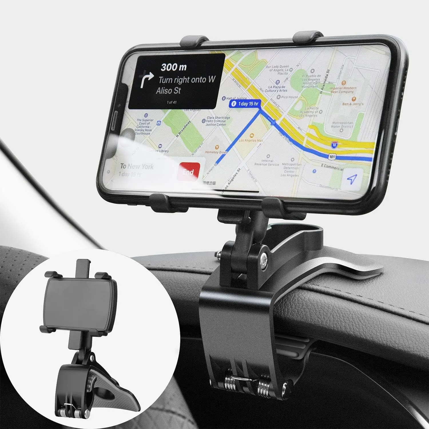 YOYOWAY 360 Degree Rotation Dashboard Car Phone Holder - Multifunctional One Hand Operation Clip Design Phone Mount Suitable 4-7 inch phones - Car accessories
