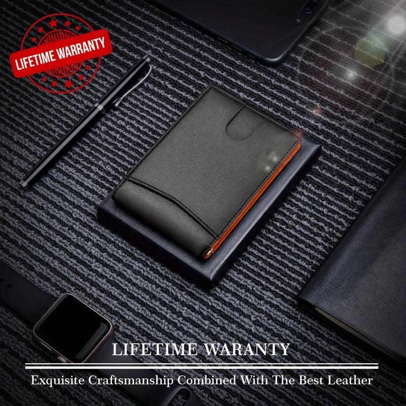 Genuine Leather Slim Wallet for Men with RFID Blocking and Money Clip 6