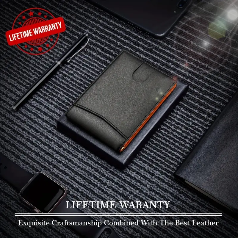 Genuine Leather Slim Wallet for Men with RFID Blocking and Money Clip 5