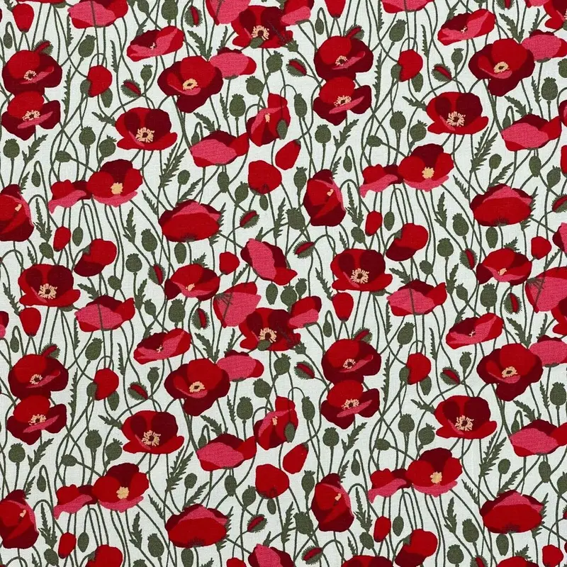 100% Cotton Poplin Fabric Rose & Hubble Poppies in 3 Colour Ways 45''/114cm wide 2