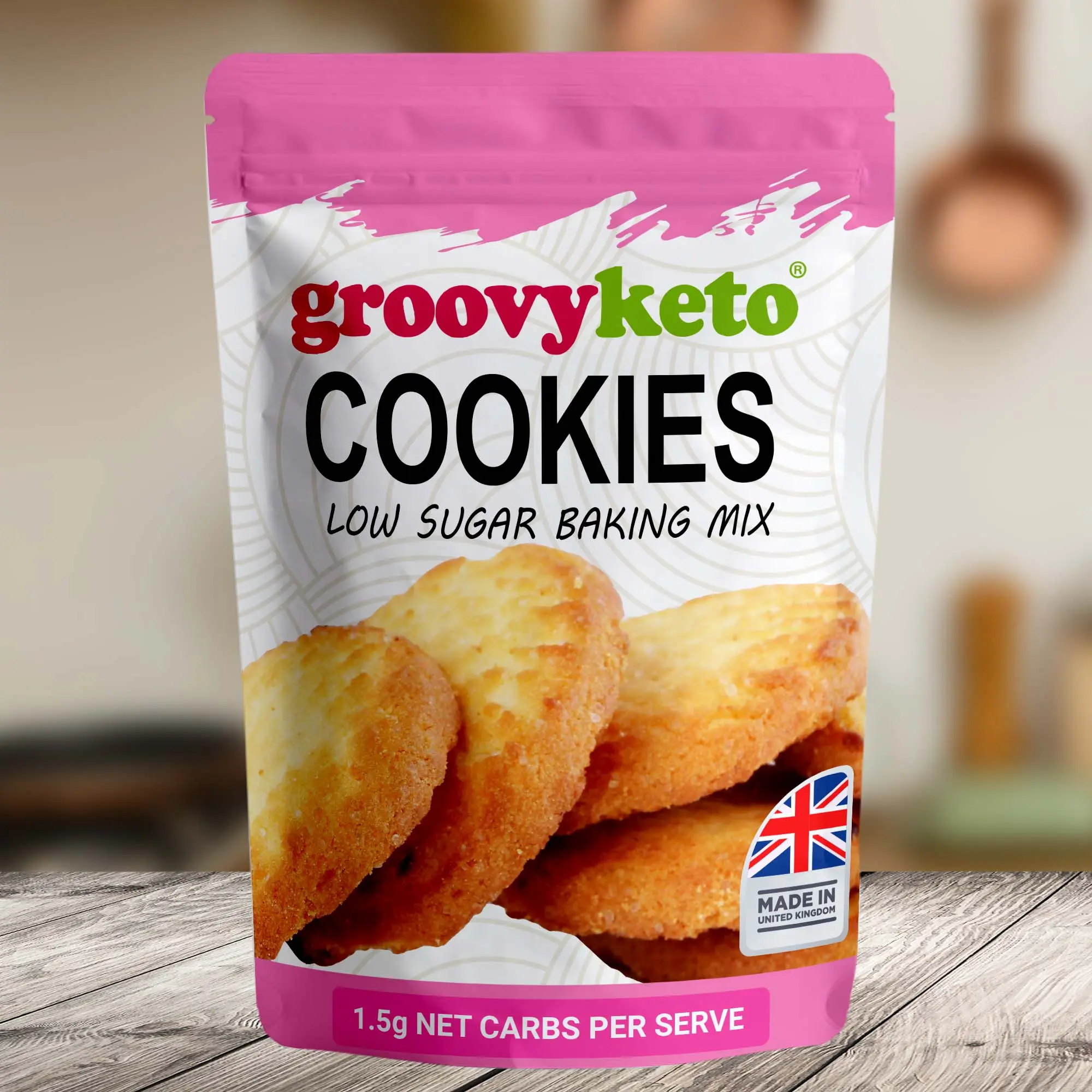 Groovy Keto Sugar Free Cookie Mix | Low Carb | Keto Friendly | Only 1.5g Net Carbs Per cookie | Keto Baking Mix, Diabetic Friendly - 255g Pouch Almond Snack