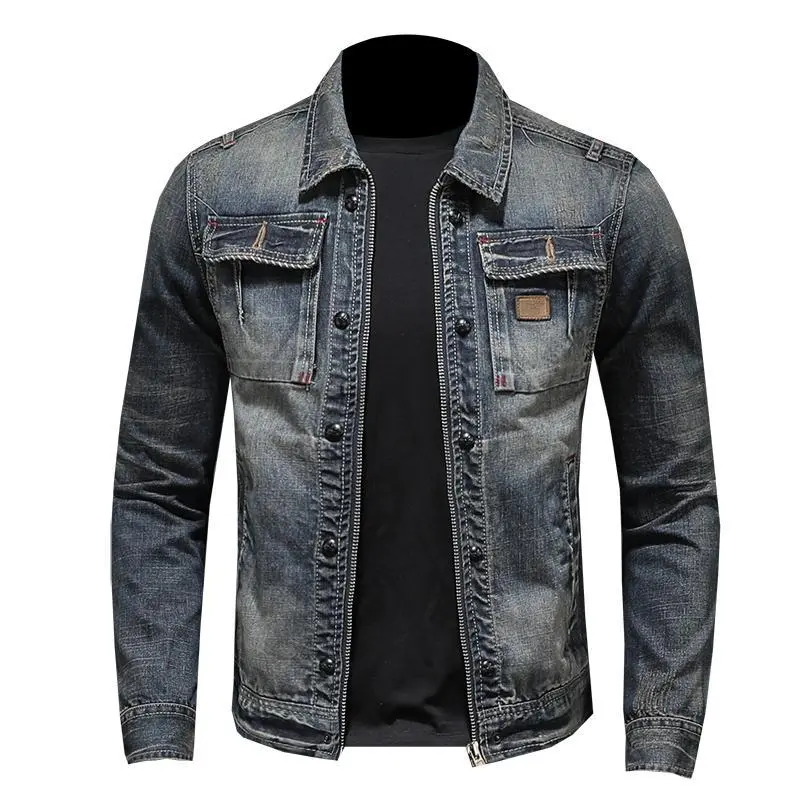 Men's Retro Classic Denim Jacket Autumn Street Trend Handsome Riding Windproof Men's Clothing High Street Casual Lapel Jacket 4