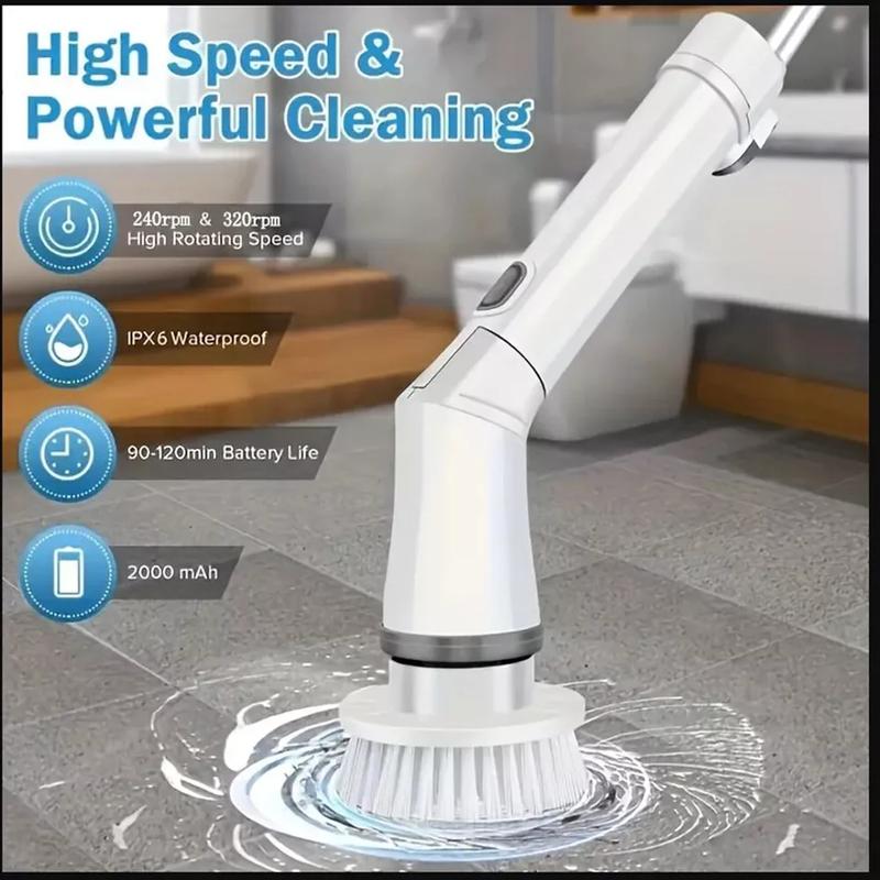 Electric Cordless Spin Scrubber Adjustable Cleaning Brush Powerful Turbo Scrub 8