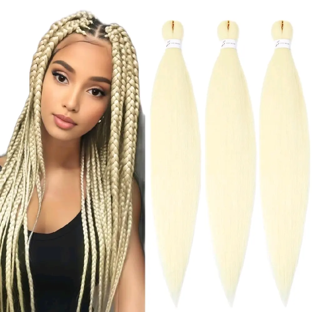26 Inch Pre-Stretched Box Braid Hair Extensions - 8 Packs Blonde Braids