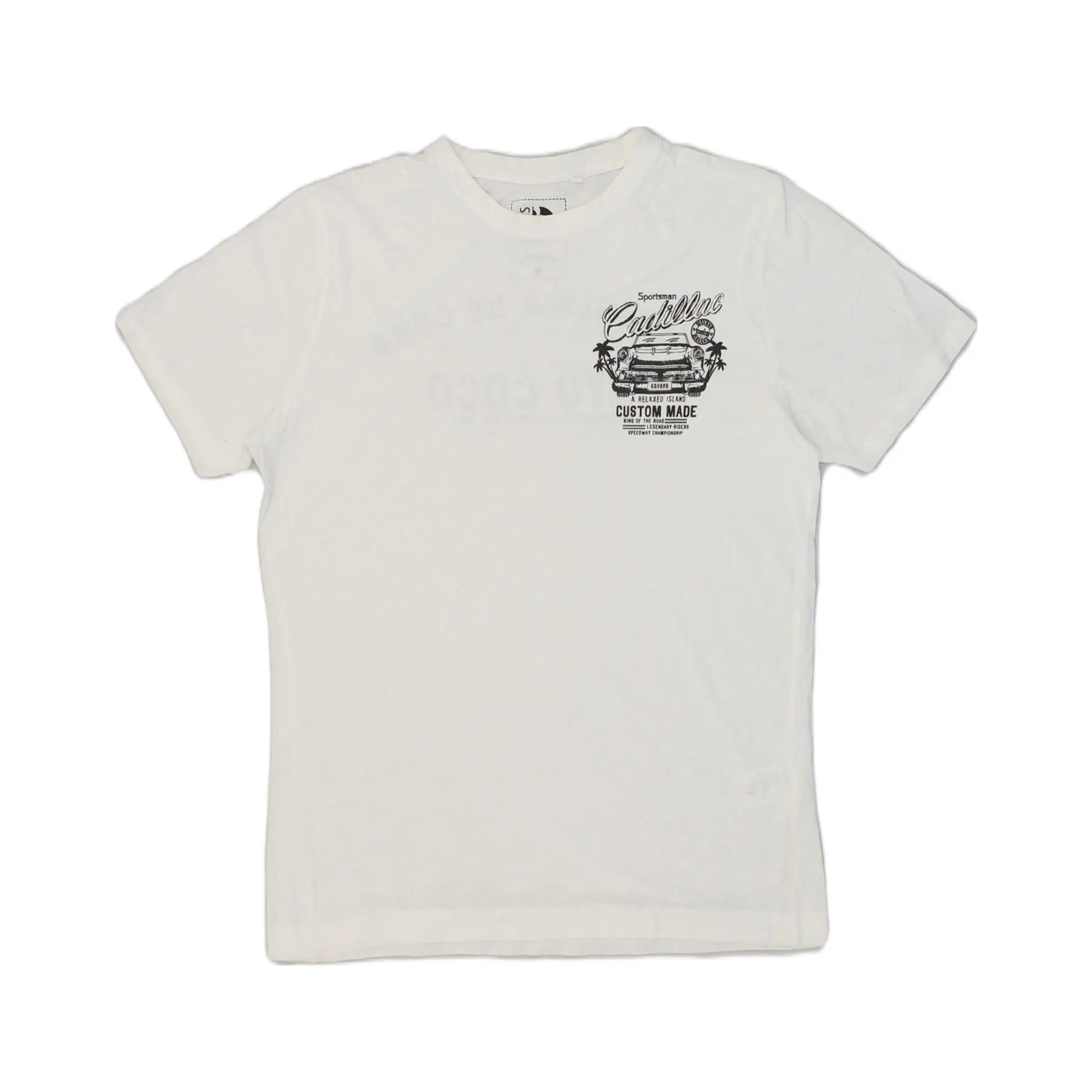 Pre-Owned Vintage DACK'S Mens Graphic T-Shirt Top Medium White Cotton