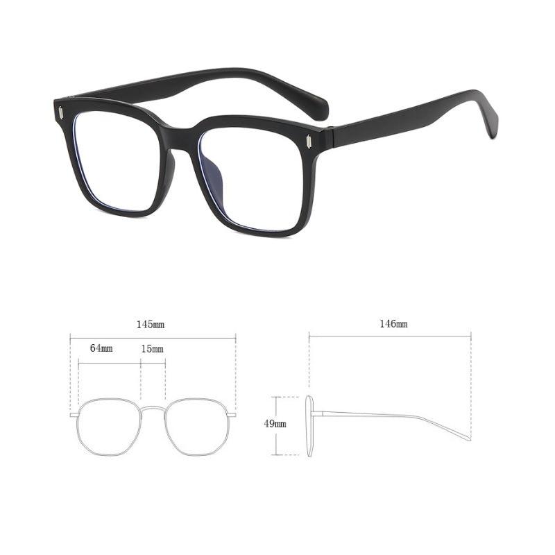 Black Square Frame Geek Glasses Clear Lens Nerd Unisex Eyeglasses UK 1