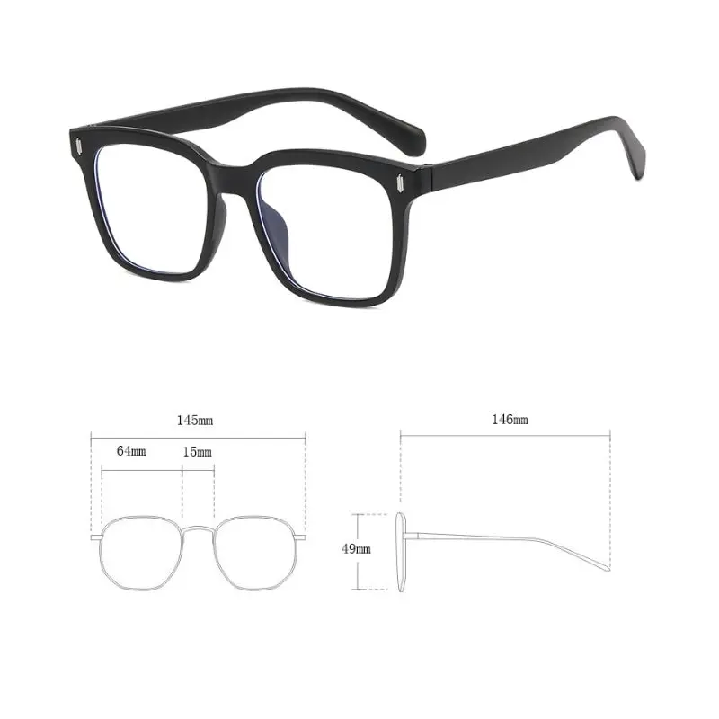 Black Square Frame Geek Glasses Clear Lens Nerd Unisex Eyeglasses UK 1