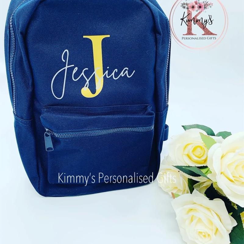 Navy backpack, personalised backpack, nursery backpack, personalised changing bag, back to school bag, children’s backpack 4