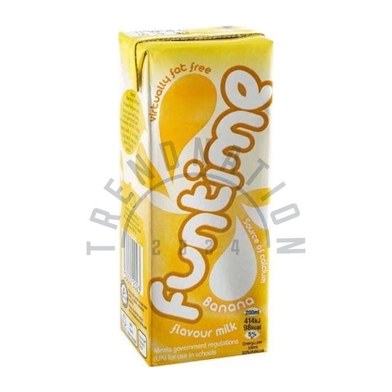 Fun Time Banana Skimmed Milk Drinks 30 x 200ml Cartons with Straw - Virtually Fat Free Beverage Dairy Milky 3