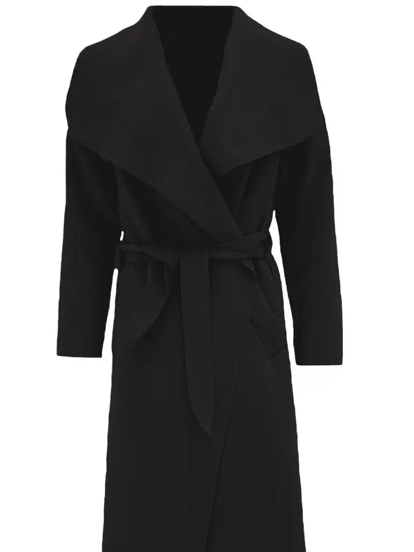 Womens Long Waterfall Italian Duster Coat  Belted Trench Jacket Winter Cardigan Size 8-22. Fit Womenswear Black Comfy Lightweight Long Sleeves Party Tops celebrity style winter Ladies Underwear Lady Outerwear Comfort Longsleeves Minimalist 1