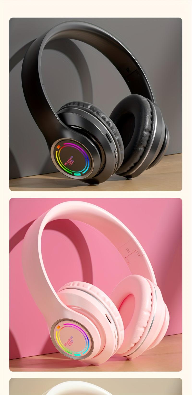 Product Introduction of Glowing Wireless Headphones with Multi-Color LED Lights, Comfortable And Foldable Design, Suitable for Tablets, Pcs, Tvs, And Phones. A Popular Choice for Birthday Travel Gifts, These Over-Ear Wireless Headphones Are Perfect for Any Occasion. 12