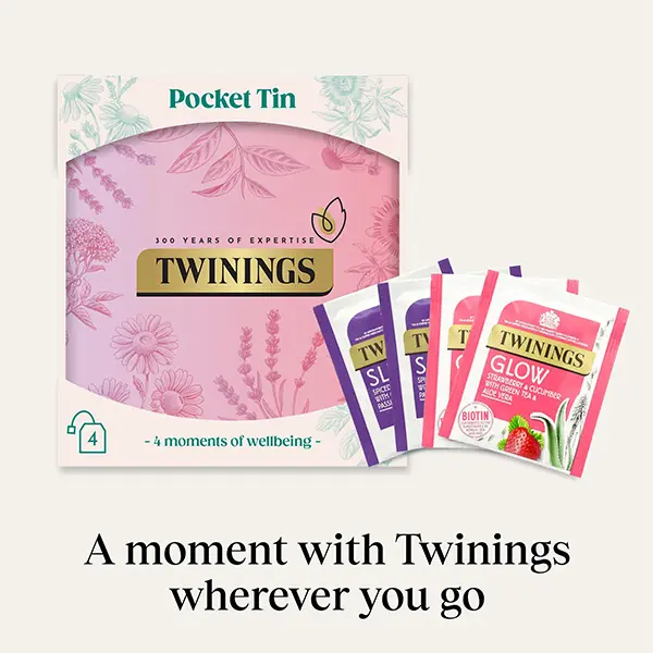 Twinings Pocket Tin Pink With 4 Infusions Tea Beverage