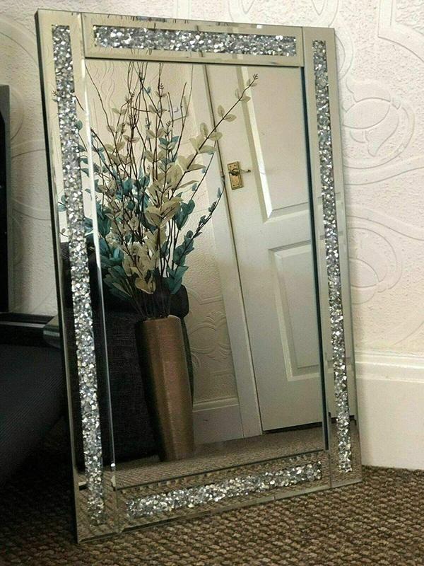 Zidan Bargains 60X40Cm Crushed Jewel Wall Mirror Loose Diamante Crystal Rectangular Mirror Room Decoration Ideas 1