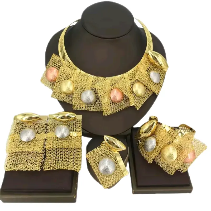 Gold Mesh Metallic Jewellery Set for Women 0