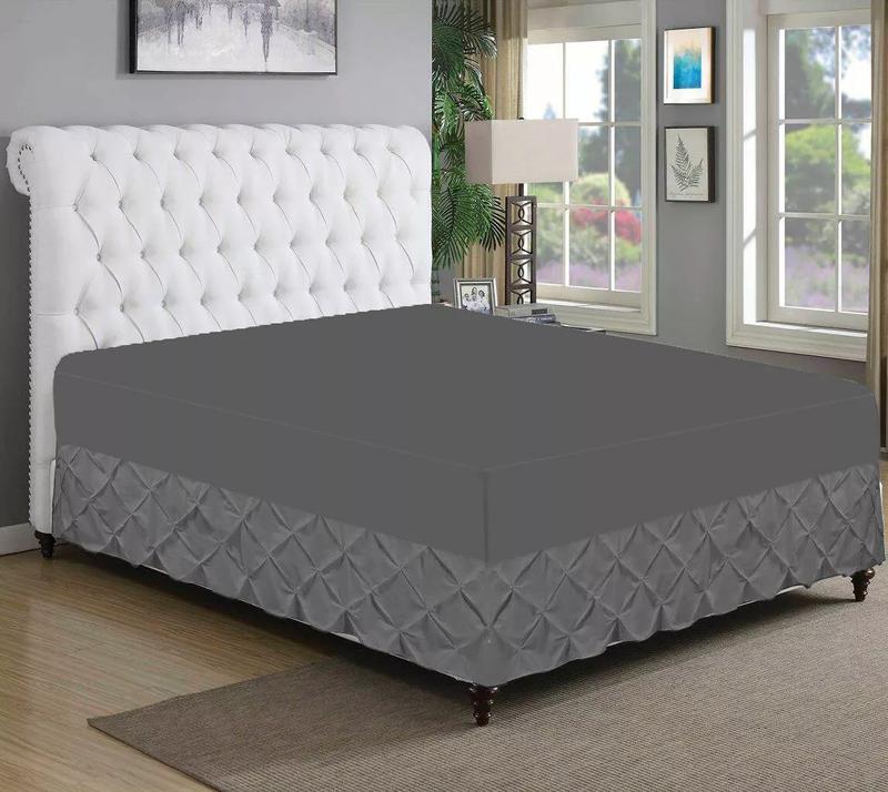 Pin Tuck Extra Deep Fitted Valance Bed Sheet 100% Egyptian Cotton Single Double King Bed Size 8