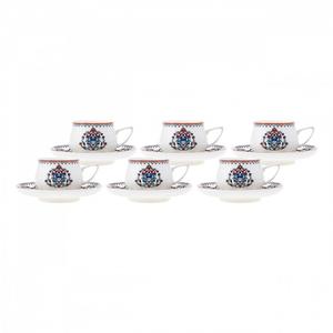 Karaca Nakkaş 12 Piece Porcelain Espresso Turkish Coffee Cup Set For 6 People, 100Ml, Multi Drinkware Classic