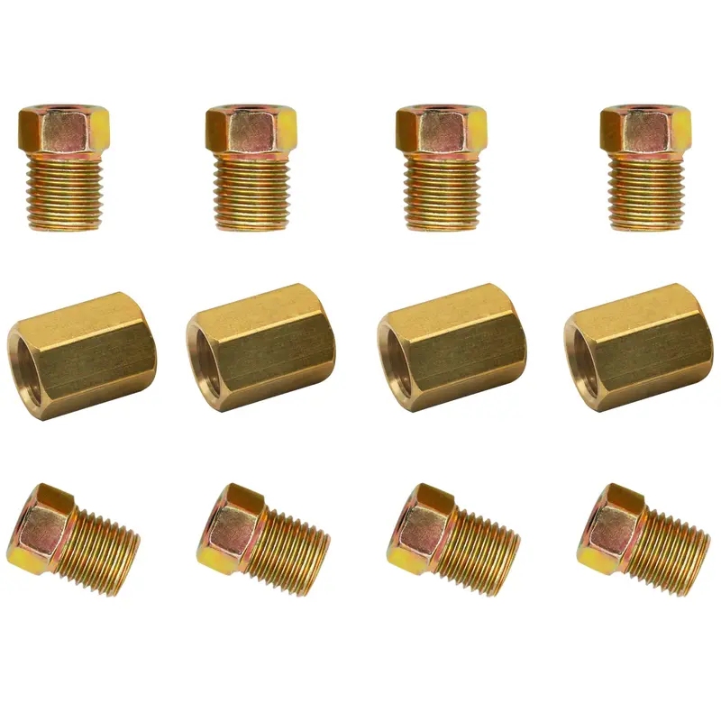 3/16" brake Line Brass Nut Fittings Set,4 Unions & 8 Nuts for SAE Inverted Flaring Brake Pipe (4.75mm) 7