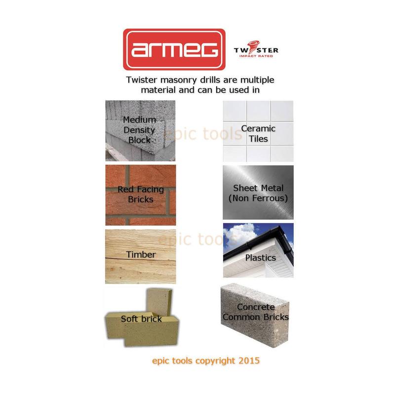 Armeg Stubby Twister Impact Driver Rated Masonry Drill Bits,Sizes In 4mm To 7mm 2