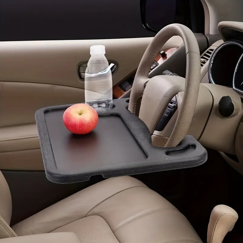 PP Material Multifunctional Steering Wheel Tray - Laptop and Writing Desk with Cup Holder for Car 2