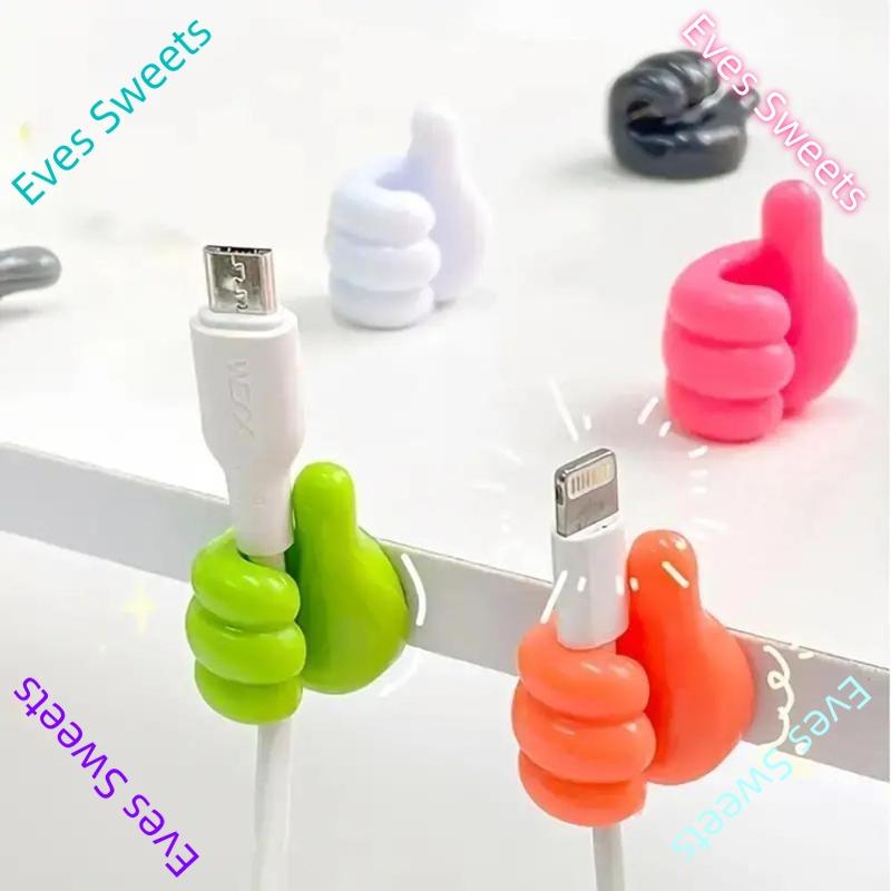 Thumb Wall Hook, 5 Counts Cute Decorative Self Adhesive Cable Hook, Cable Clip Hook, Cable Organiser, Desk Accessories, Bedroom Accessories, Room Decor, Home Decor, Gift for Girlfriend, Gift for Boyfriend, Mens Gifts 0