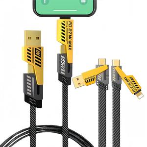 4 in 1 Multi Charging Cable, [65W] Fast Charging - Compatible with iPhone 15/14/13/12/11 Pro Max, Airpods, iWatch, iPad, MacBook, Samsung S24/S23/S22 & Google Devices Plug cables data