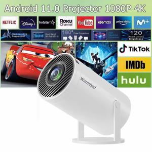 【Hot sale】Smart projector, portable mini projector, automatic step correction, WiFi 2.4G/5G, 180 degree flip design, HDTV/USB interface, outdoor projector, home movies, mobile phone projection, projection HD large screen movies, the best birthday gift