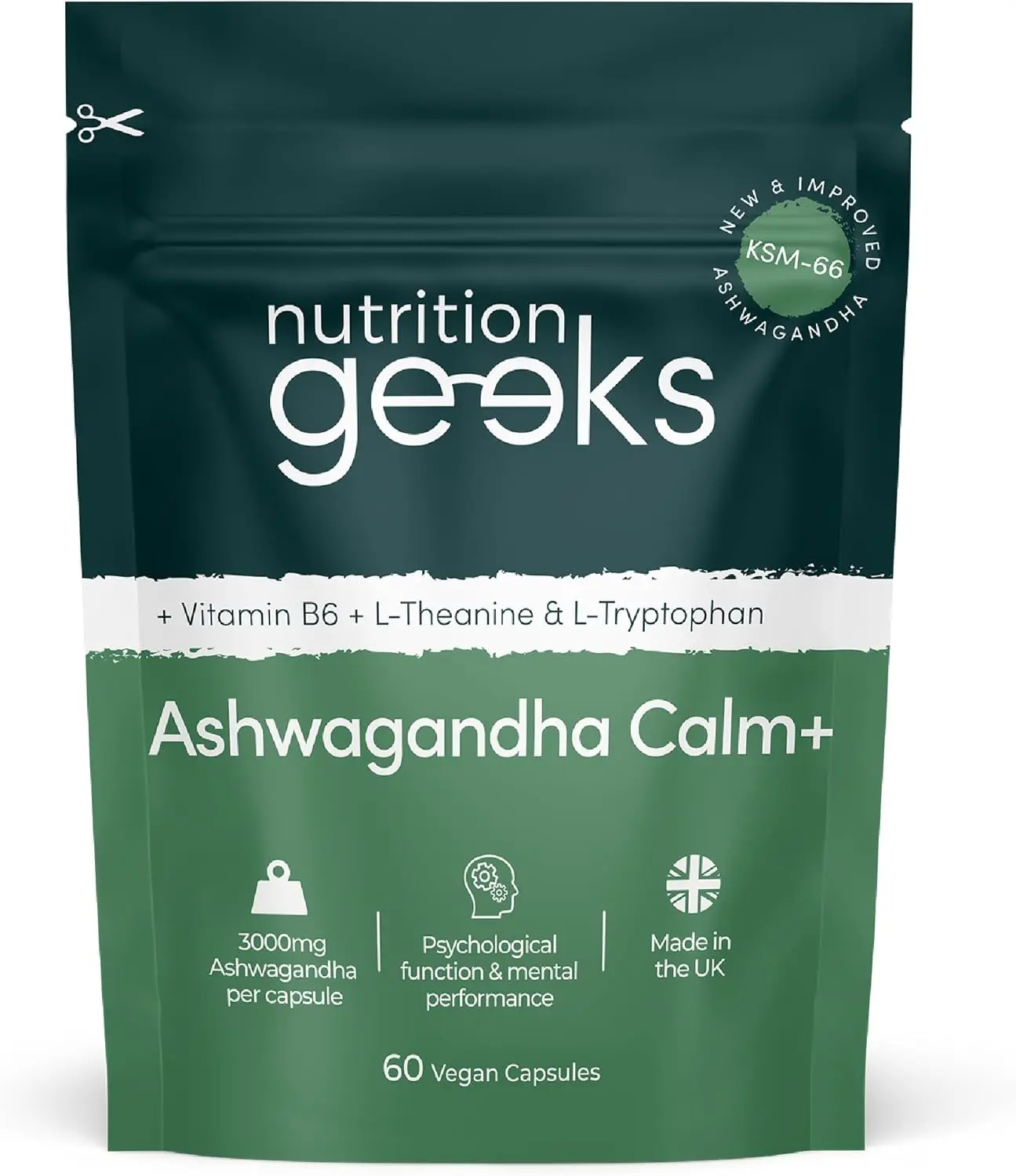 Ashwagandha KSM 66 Complex - 3000mg Enhanced with Amino Acids & Vitamin B6 for Sleep Aid & Calm (2 Month Supply) - Capsules with 250mg Extract,... Healthcare Dietary
