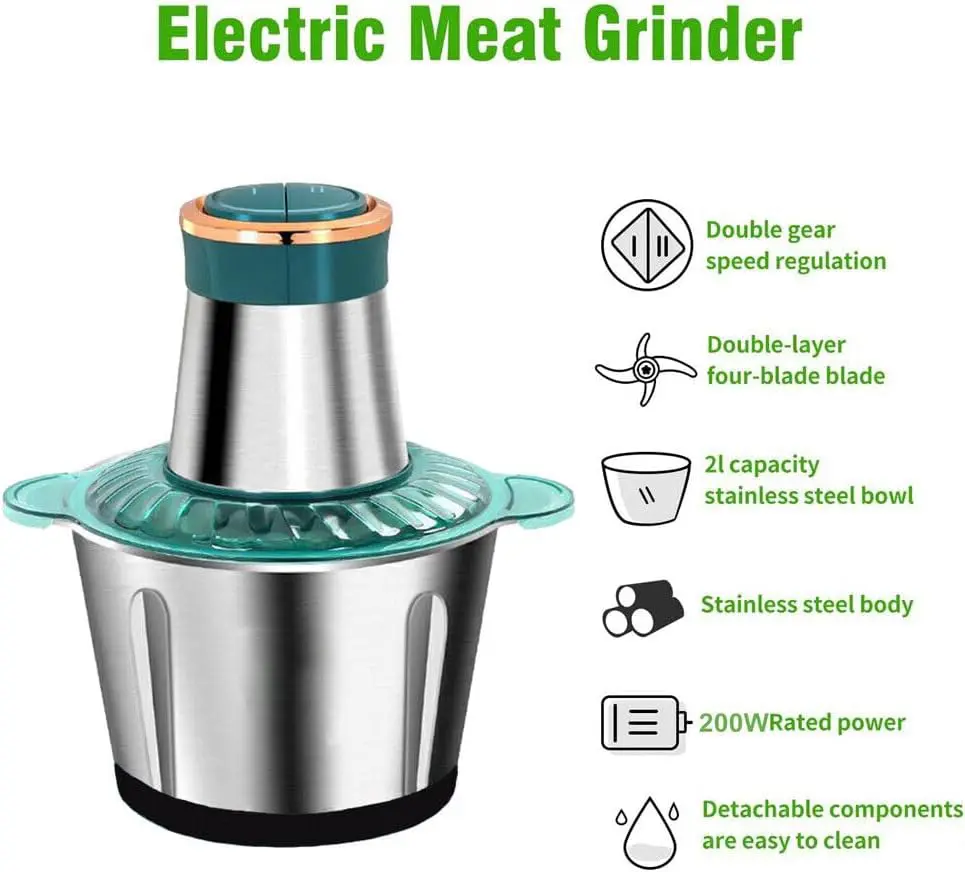 2L/3L household meat grinder food processor 300W meat and vegetable food grinder kitchen blender
