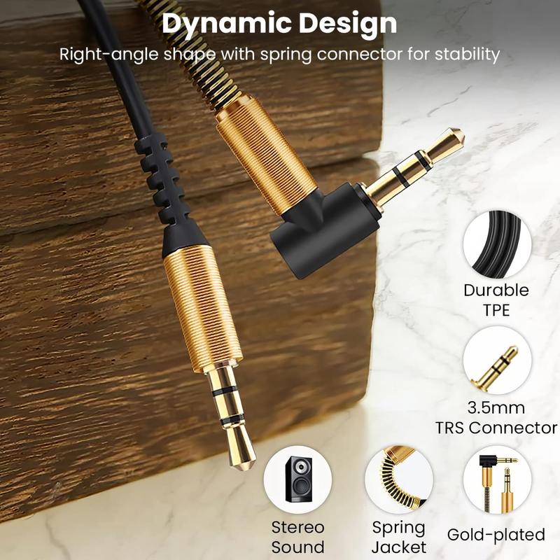 ULTRICS AUX Cable, 3.5mm Right Angle Gold Plated Jack Audio Cable, Male to Male Auxiliary Cord Home Car Stereo Lead Compatible with Headphone MP3 Speaker iPhone iPad Smartphone Tablet PC Laptop 1