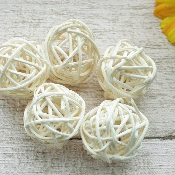 15 Pieces Rattan Wicker Balls - Mix of White, Brown, and Natural Colors for Home Wedding Party Decor - Ornaments Decoration Lightweight 6