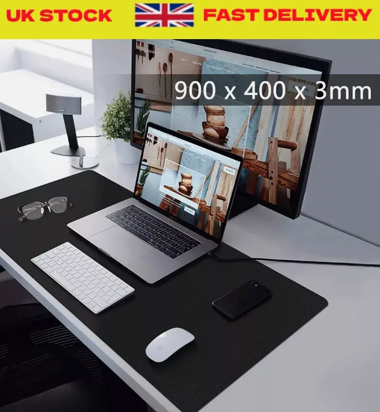 Black 90x40cm Extra Large Anti-Slip Gaming Mouse Mat PC Laptop Keyboard Desk Pad