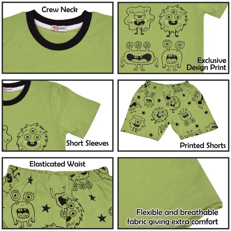 A2Z 4 Kids Girls Boys Monster Pyjamas PJs 2 Piece Cotton Set Lounge Suit Unisex Top Bottom Pyjamas Loungewear Dress Up Costume Gifts for Girls & Boys Age 5-13 Years 4