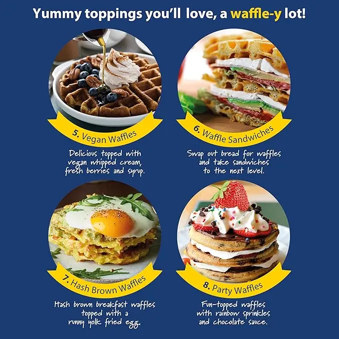 EK4214G Mini Waffle Maker, Non-Stick Electric Waffle Machine, 550 W, Compact Snack Maker, Fun Cooking with Power/Ready Indicator Lights, Red 4