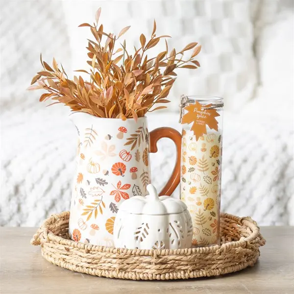 17cm Autumn Leaves and Pumpkins Ceramic Flower Jug 5