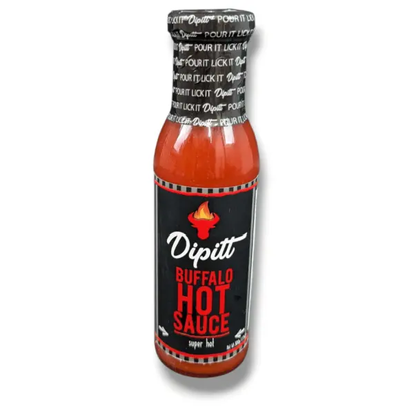 Dipitt Buffalo Hot Sauce - Super Hot, 300g/275ml | Spicy Halal Dipping Sauce for Wings, Burgers, and More | Gluten-Free, Gourmet Flavor